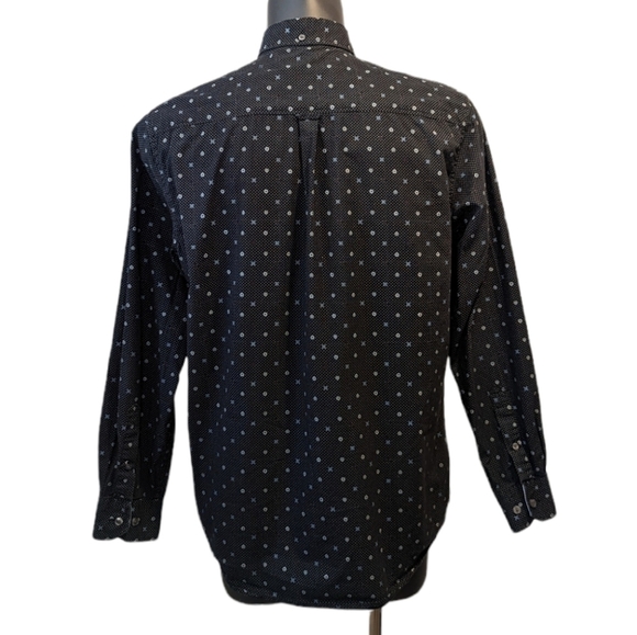 BEN Sherman navy blue pattern button down shirt large - Picture 5 of 8